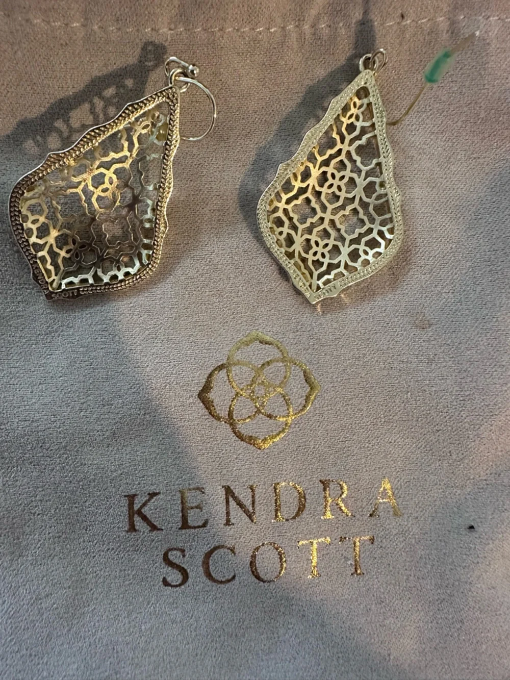 Kendra Scott Gold Filigree Teardrop Earrings - Picture 2 of 5